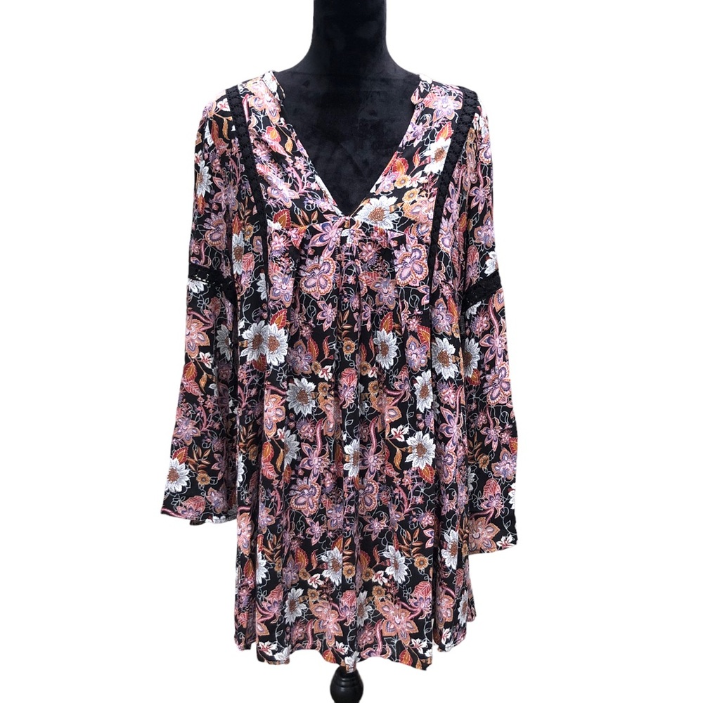 Altar’d State Black Bohemian Floral Dress Small